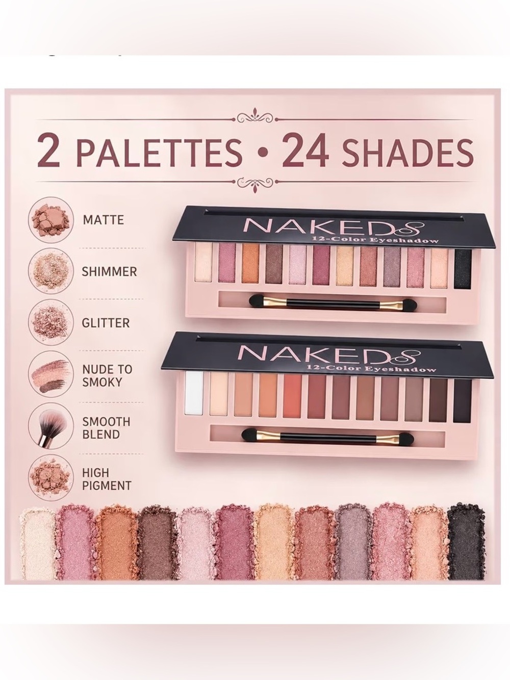 Sulily 12 Colors Naked Eyeshadow Palette-Nude Matte Shimmer Smokey Glitter - Picture 5 of 8